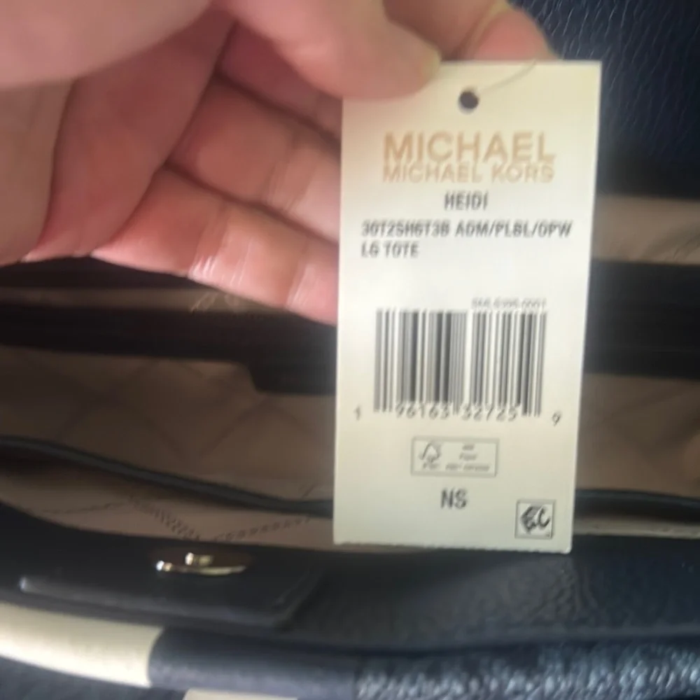 Michael Kors Heidi White and Blue Tote Bag - Picture 2 of 3